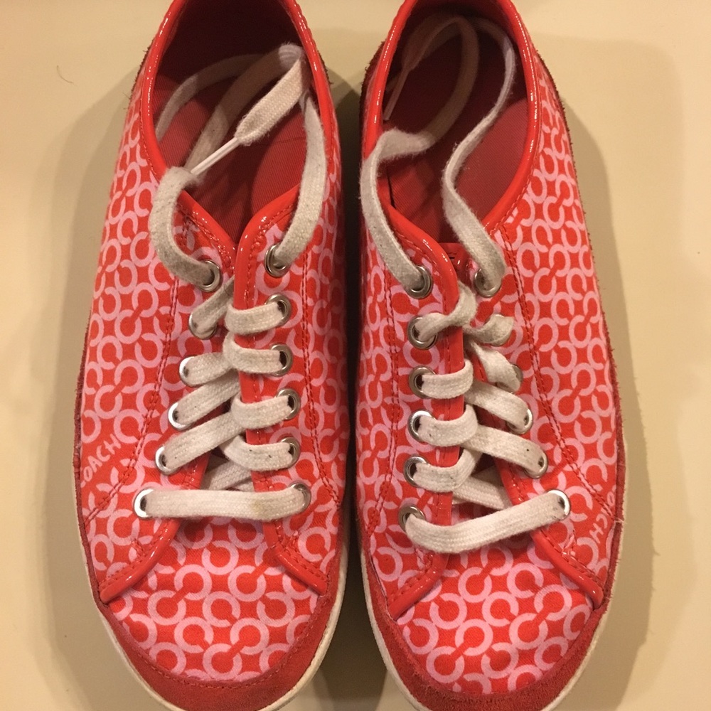 Used Red Coach Sneakers